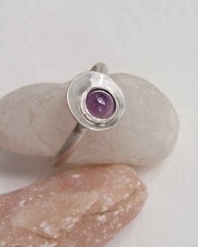 Anillo de Plata Amatista Miniflor pequeño
