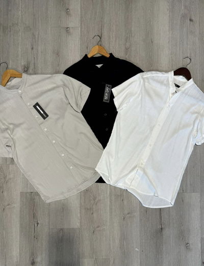 Camisa de lino corta cuello mao