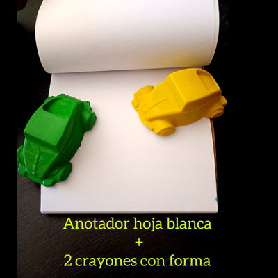 anotador + 2 crayones con forma