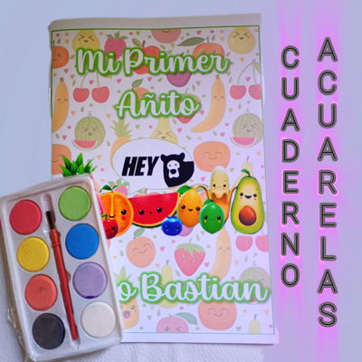 Cuaderno grande + acuarelas
