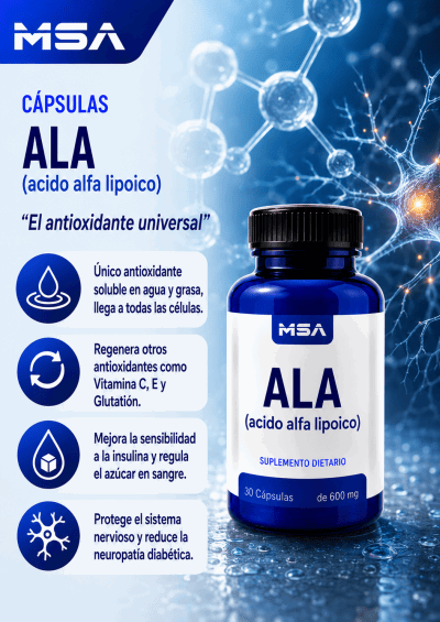 Capsulas ALA acido alfa lipoico 150mg (PROXIMAMENTE)