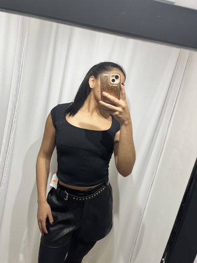 Remera negra algodón lisa