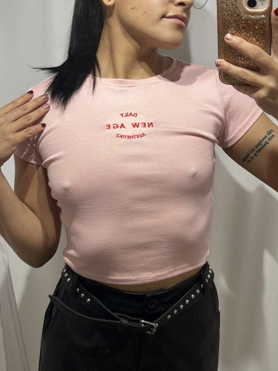 Remera rosa manga 3/4
