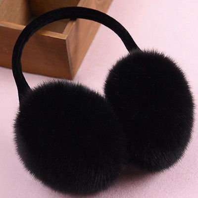 orejeras de peluche (negras, vincha corta)