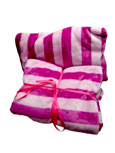 Combo Manta y Almohada Cheshire Cat Rosa Polar Soft Mediana