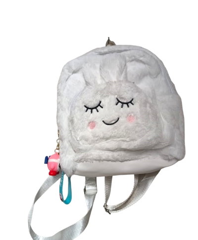 Mochila Chica Peluche Conejito Con Llavero Pompon 