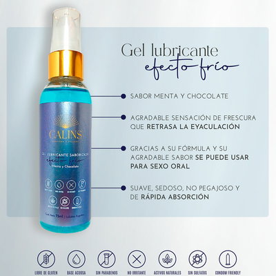 Gel lubricante saborizado CALINS menta y chocolate con efecto frío 75ml