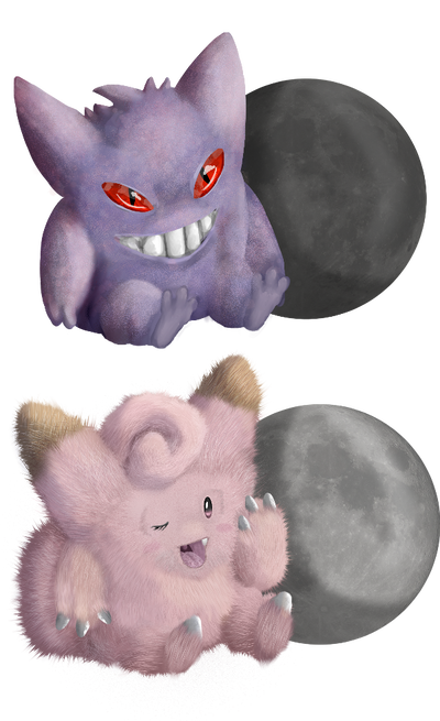 Sticker set Gengar y Clefairy