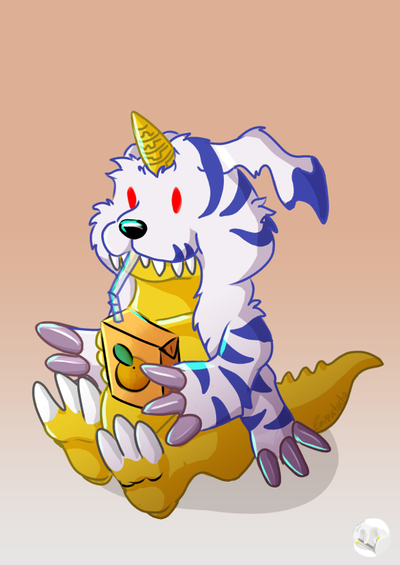 Sticker Gabumon con juguito