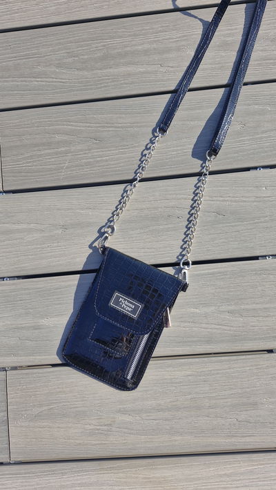 Porta celular Avellano negro croco