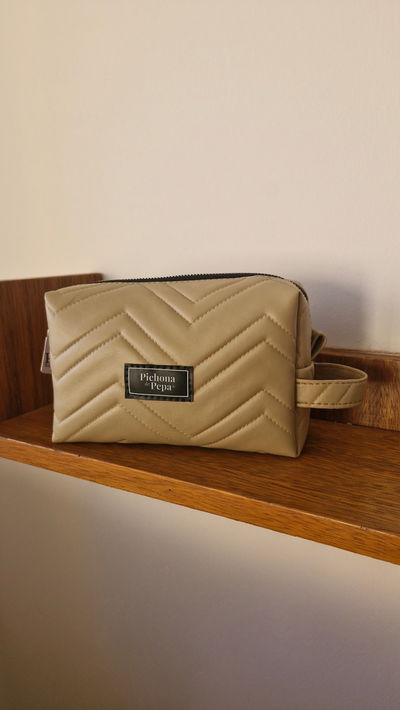 Neceser beige zigzag - interior impermeable