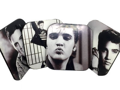 Set De 4 Posavasos Madera Elvis Deco Retro Vintage