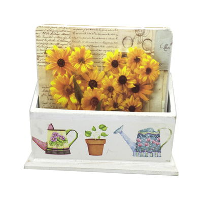 Set 6 Posavasos Artesanales Madera Floral Shabby Deco