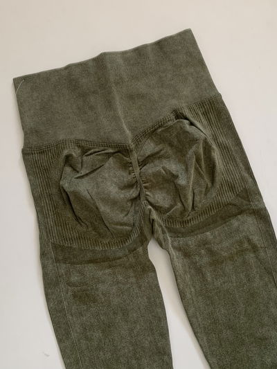 Calza push up verde militar prelavada faja PREMIUM 