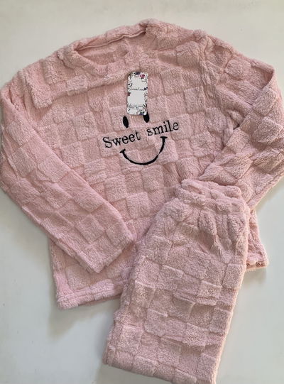Pijama polar soft Smile rosa