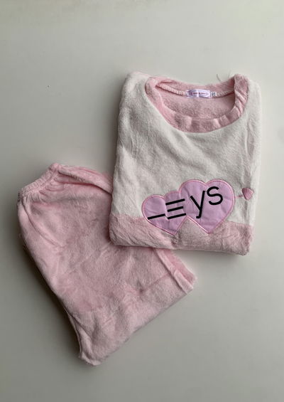 Pijama polar soft corazones Rosa 