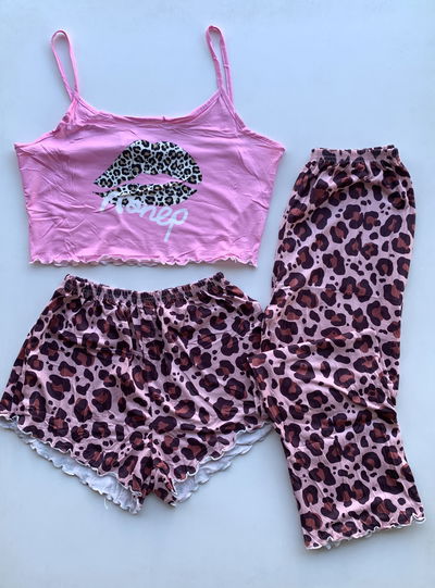 Pijama 3 piezas Print rosa 