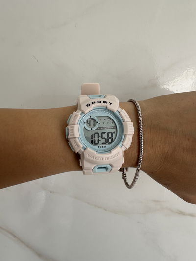 RELOJ RAS SUMERGIBLE BEIGE Y CELESTE 