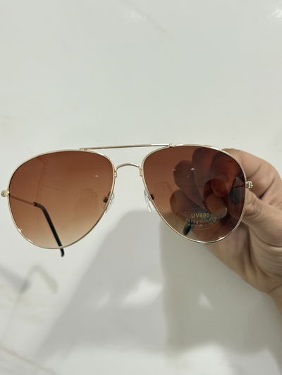LENTES AVIADOR CHICO MARRÓN CON DORADO 