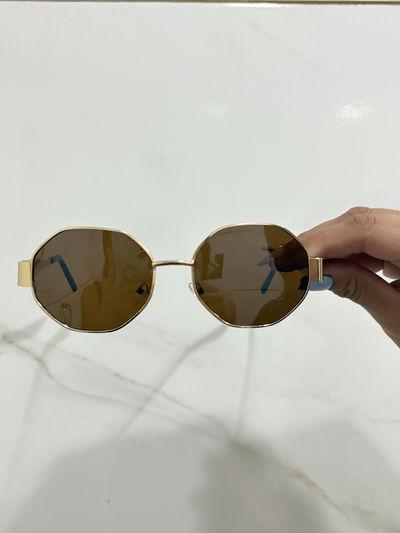 LENTES HEXA MARRÓN CON DORADO
