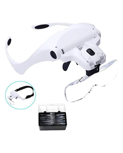 Anteojos Con Lupa Luz Led 5 Lentes Aumento