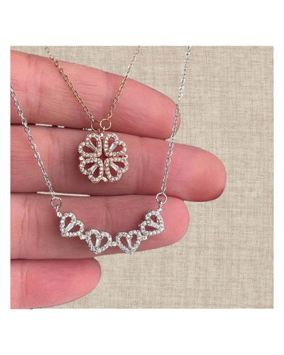 Cadenita 2 in 1: trébol, corazones imantados 
