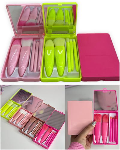 Set de 5 Brochitas con caja estuche y espejo