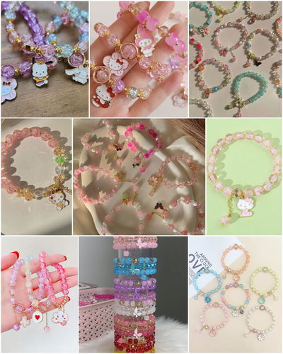 Pulseras Kawaii importadas acrilicas con dije x unidad