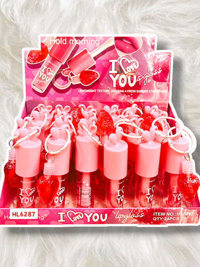 Lip Glossy I Love You con mini gloss llavero