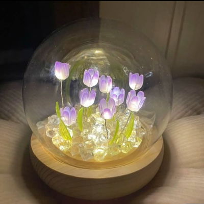 Bola de cristal tulipan con luces
