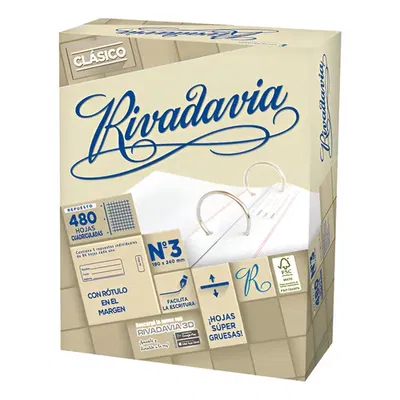 Paquete repuesto para carpeta comun Rivadavia 480hojas rayadas