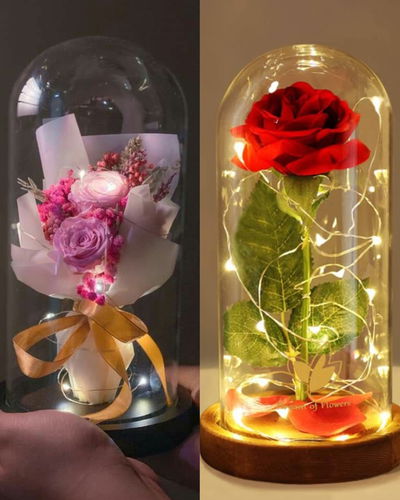 Capsula Flor eterna Con Luces (a pilas)
