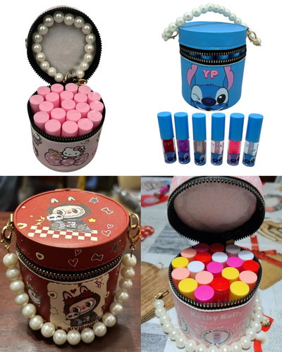 Carterita Kawaii con 20 mini productos (glosses, tintas, sombras liquidas)