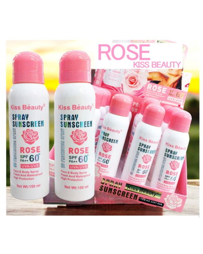 Protector Solar Rose En Spray Con Colageno Kiss Beauty SPF60+ De 150ML