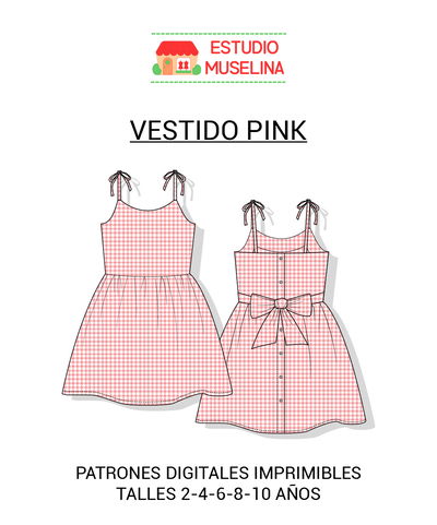 MOLDE DIGITAL VESTIDO PINK - PDF PARA IMPRIMIR + VIDEO TUTORIAL 