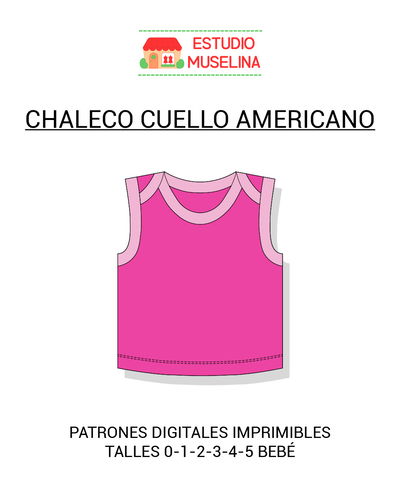 MOLDE DIGITAL CHALECO CUELLO AMERICANO BEBÉ - PDF PARA IMPRIMIR