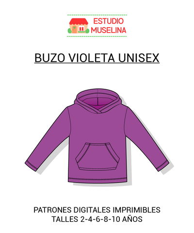 MOLDE DIGITAL BUZO VIOLETA UNISEX - PDF PARA IMPRIMIR 