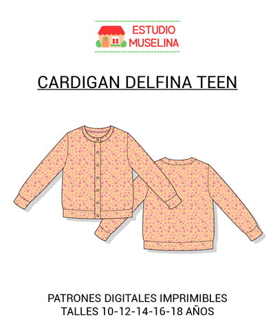 MOLDE DIGITAL CARDIGAN DELFINA TEEN - PDF PARA IMPRIMIR 