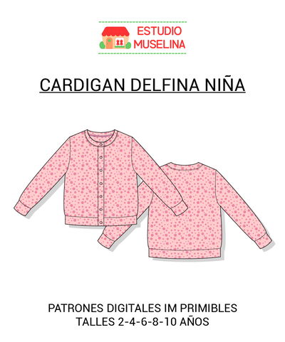 MOLDE DIGITAL CARDIGAN DELFINA NIÑA - PDF PARA IMPRIMIR 