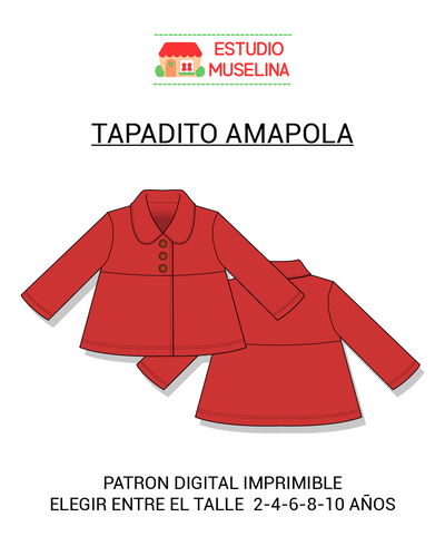 MOLDE DIGITAL TAPADITO AMAPOLA POR TALLE ÚNICO - PDF PARA IMPRIMIR