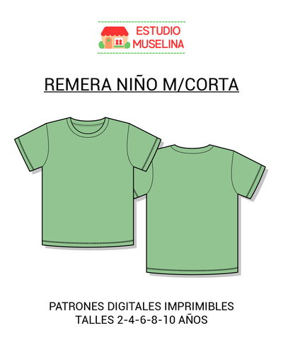 MOLDE DIGITAL REMERA NIÑO M/CORTA - PDF PARA IMPRIMIR