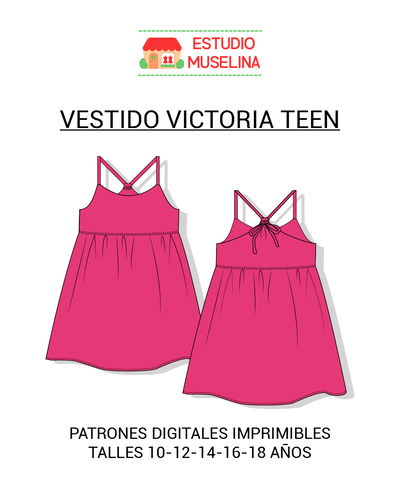 MOLDE DIGITAL VESTIDO VICTORIA TEEN - PDF PARA IMPRIMIR + VIDEO TUTORIAL 