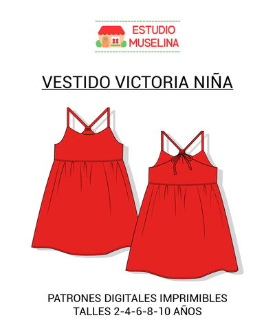 MOLDE DIGITAL VESTIDO VICTORIA NIÑA - PDF PARA IMPRIMIR + VIDEO TUTORIAL