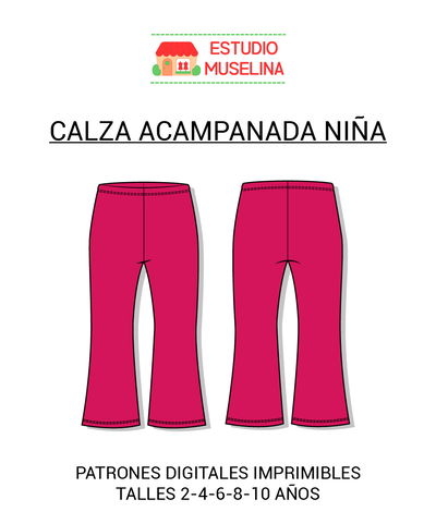 MOLDE DIGITAL CALZA ACAMPANADA NIÑA - PDF PARA IMPRIMIR 