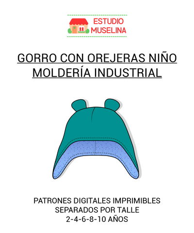 MOLDE DIGITAL GORRO CON OREJERAS NIÑO MOLDERÍA INDUSTRIAL - PDF PARA IMPRIMIR