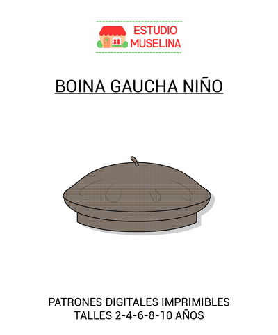 MOLDE DIGITAL BOINA GAUCHA NIÑO - PDF PARA IMPRIMIR 