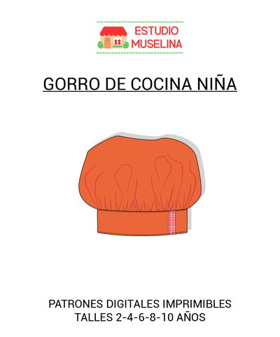 MOLDE DIGITAL GORRO DE COCINA NIÑA - PDF PARA IMPRIMIR