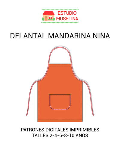 MOLDE DIGITAL DELANTAL MANDARINA NIÑA - PDF PARA IMPRIMIR