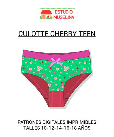 MOLDE DIGITAL CULOTTE CHERRY TEEN - PDF PARA IMPRIMIR +VIDEO TUTORIAL