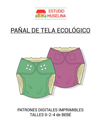 MOLDE DIGITAL PAÑAL DE TELA ECOLÓGICO - PDF PARA IMPRIMIR CON GUÍA  DE COSTURA